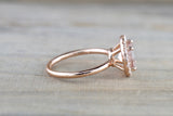 Round Diamond Halo Morganite Ring 7mm