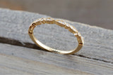 Gold Dainty Milgrain Etching Diamond Band Ring B10081