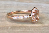 14k Rose Gold Vintage Oval Morganite Diamond Halo ASPER1430026
