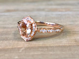 14k Rose Gold Vintage Oval Morganite Diamond Halo ASPER1430026