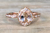 14k Rose Gold Vintage Oval Morganite Diamond Halo ASPER1430026