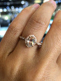 14k Rose Gold Vintage Oval Morganite Diamond Halo ASPER1430026