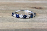 14K White Gold Diamond and Sapphire Band B10070