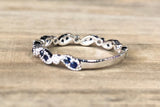 14k White Gold Diamond and Sapphire Art Deco Band ASPBR010066