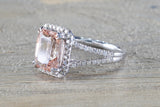 Ava Morganite Elongated Cushion Cut Halo Ring