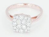 18k Rose Gold Cluster Illusion Round Ring Solitaire Engagement Wedding Promise Ring