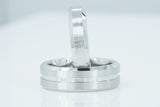 His and Hers Cobalt Engagement Rings Wedding Bands Bridal Groom Domed Grooved Pipecut Men's