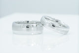 His and Hers Cobalt Engagement Rings Wedding Band Bridal Grooms Domed Satin Polish