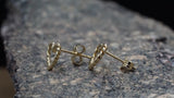14k Yellow Gold Twist Rope Clover Flower Stud Earring Post