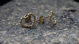 14k Yellow Gold Twist Rope Clover Flower Stud Earring Post