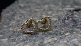 14k Yellow Gold Twist Rope Clover Flower Stud Earring Post