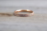 14kt Rose Gold Diamond Milgrain Etching Vintage Wedding Engagement Anniversary Band Ring Thin Dainty