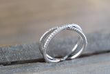 14K White Gold Diamond Cross X Infinity Twist Fashion Promise Anniversary Engagement Wedding Love Ring