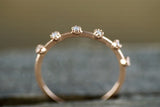 14kt Rose Gold Diamond Vine Large Ring Vintage Design Milgrain Bezel Band