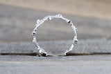 14kt White Gold Diamond Vine Large Ring Crown Vintage Design Rope Classic Milgrain Infinity Etching Bezel Eternity