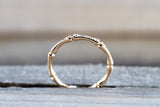 18k Rose Gold Round Art Deco Ring Thin Dainty Band Brilliant Cut Ring