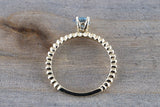 14k Yellow Gold Oval Cut Aquamarine Bead Band Design Solitaire Prong Engagement Promise Ring Rope