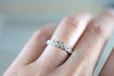 14k White Gold Round Diamond Vintage Milgrain Etch Etching Ring Antique Filigree Band Bezel