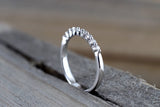 14k White Gold Thin Diamond Vintage Ring Antique Half Dainty Band Single Prong