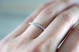 14k White Gold Thin Diamond Vintage Ring Antique Half Dainty Band Single Prong