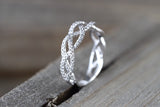 14k White Gold 3/4 Diamond Infinity Intertwined Braided Band Promise Ring Twist Wide Ring Anniversary Love