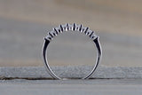 14k White Gold Thin Diamond Vintage Ring Antique Half Dainty Band Single Prong