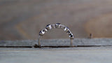 14K White Gold Vintage Classic Multi Side Face Diamond with Sapphire Ring Wedding Engagement Ring Milgrain Etching Band