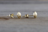 14k Yellow Gold Dice Cut Dome Ball Earring Stud Push Back