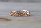 14k Solid Rose Gold Diamond Belt Chain Midi Pinky Ring Square Fashion Band