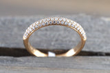18k Rose Gold Diamond Micro Pave Dome Band Ring B10072