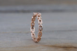 14k Solid Rose Gold Diamond Belt Chain Midi Pinky Ring Square Fashion Band