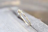 14kt Yellow Gold Diamond Vine Ring Crown Design Classic Milgrain Infinity Bezel Band