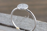 14k Solid Gold Disk Diamond Pave Circle Round Diamond Ring FR01003