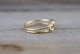 14k Yellow Gold Diamond Safety Pin Design Ring Band Solid