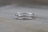 14k White Gold Diamond Safety Pin Design Ring Band Solid