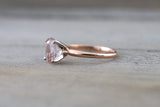 14k Rose Gold Oval 6mm Morganite Pink Peach Champagne Beige Engagement Vintage Solitaire Two Tone Classic