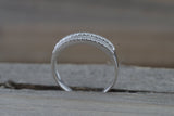 14K White Gold Art Deco Brilliant and Baguette Diamond Vintage Classic  Ring