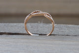 14k Rose Gold Infinity Twist Cross Intertwined Crossover Vine Vintage Diamond Engagement Band Brilliant Cut