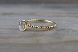 14k Yellow Gold Oval Cut White Topaz Gemstone Ring Engagement Promise Ring Rope