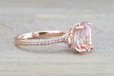 14k Rose Gold Oval Double Hidden Halo 3d Pave Diamonds