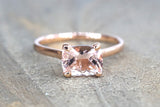 East West Cushion Morganite and Diamond Ring
