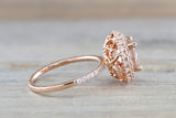 Penelope Round Morganite 3D Halo Ring M3087