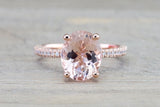 14k Rose Gold Oval Double Hidden Halo 3d Pave Diamonds