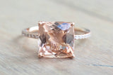 Tulip Cushion Morganite and Diamond Ring