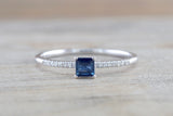 Square Blue Sapphire And Diamond Ring FR01007