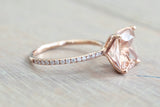 Tulip Cushion Morganite and Diamond Ring