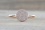 Large Gold Diamond Pave Disk Ball Bead Signet Ring FR01012