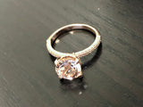 Round Hidden Under Halo Morganite Diamond Ring