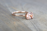 East West Cushion Morganite and Diamond Ring