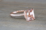 3D Double Hidden Halo Cushion Morganite M3088
